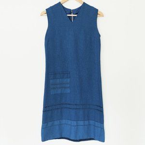 Vintage Sleveless Eyelet Knee Length Shift Dress
